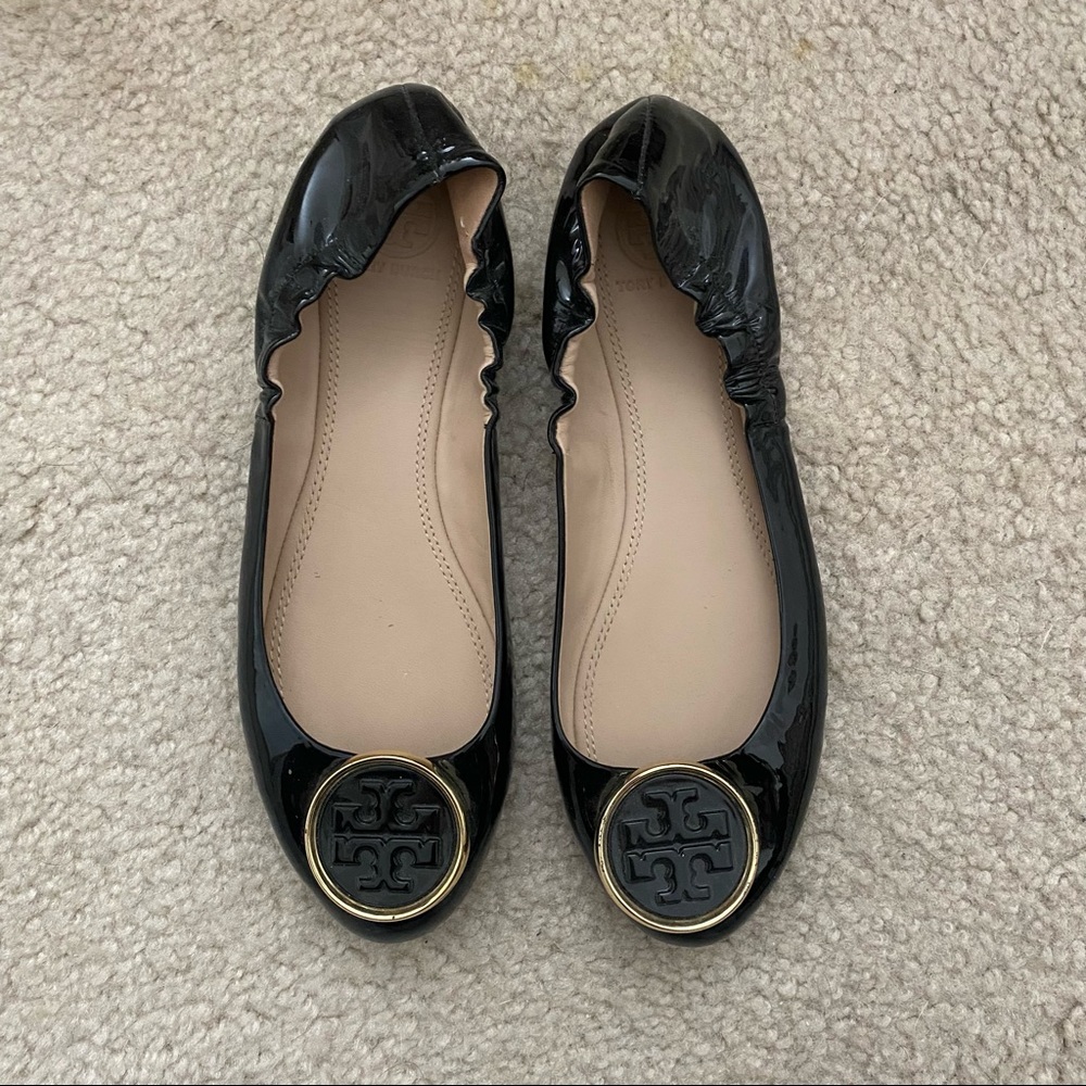 Tory Burch black patent flats size 7.5